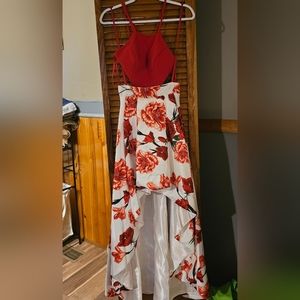 My Michelle Red and White Floral Sleeveles dress